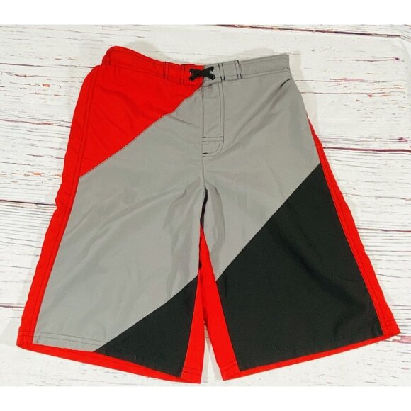 Ocean Pacific Other - Ocean Pacific OP Swim Shorts Boys Sz Large 14/16 Summer Red Black Pool Pockets